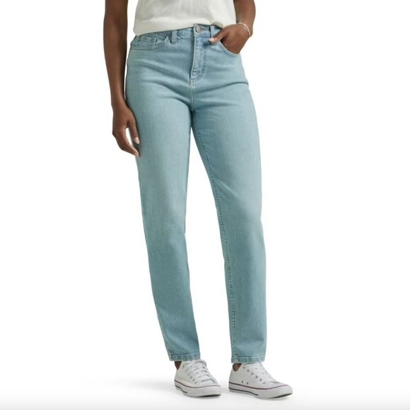 Lee Denim - Lee Light Wash High Rise Straight Leg Light Mom Jeans Size 10 Medium